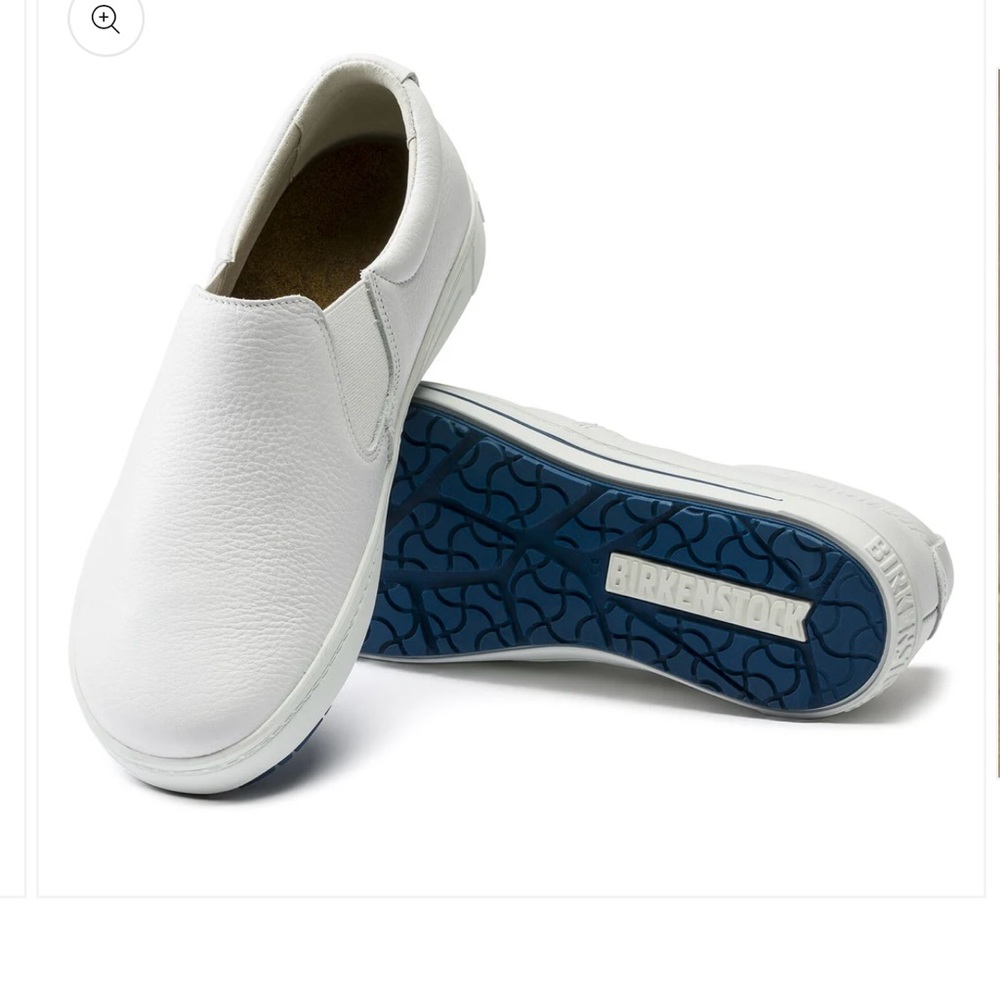 Birkenstock White and Blue Slip-On Shoes Size 7